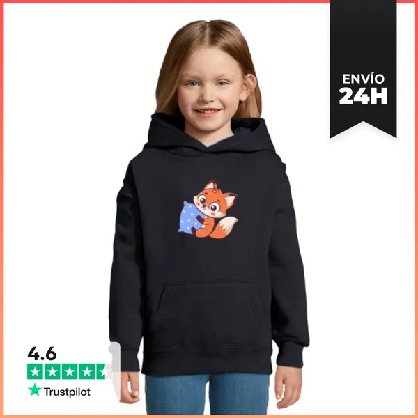 Sudadera Para Niños Con Capucha Zorro Cariñoso Y Estrella Azul