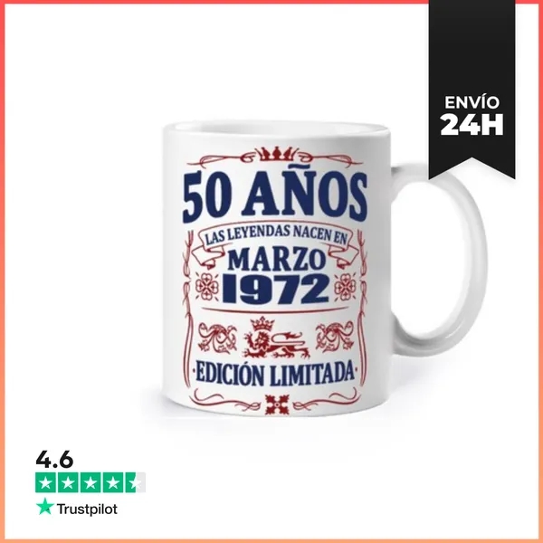 Taza 50 Años - Nacido En Marzo De 1972 LaTostadora