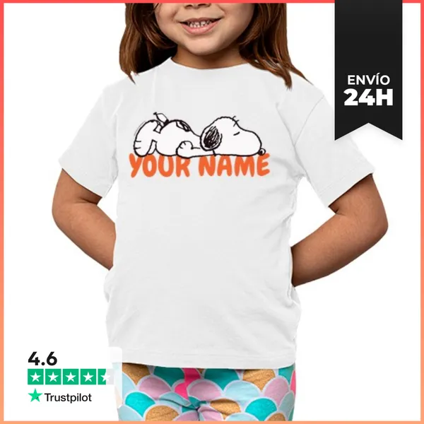 Camiseta Clásica Para Niños Snoopy Con Tu Nombre LaTostadora