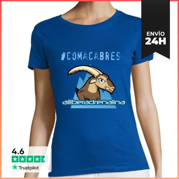 Camiseta Mujer Clásica Mujer, Manga Corta, Azul Royal, Calidad