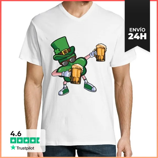 Camiseta Hombre, Cuello Pico Equipo De Bebedor De Cerveza Del Día