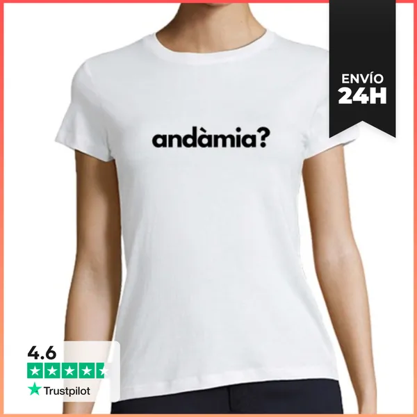 Camiseta Mujer Clásica Mujer, Manga Corta, Blanco, Andàmia O