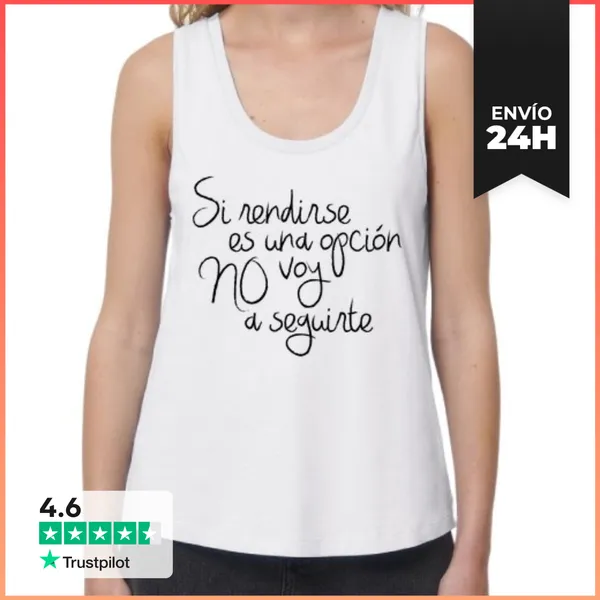 Camiseta Mujer Sin Mangas, Loose Fit Rendirse No Es Una Opción