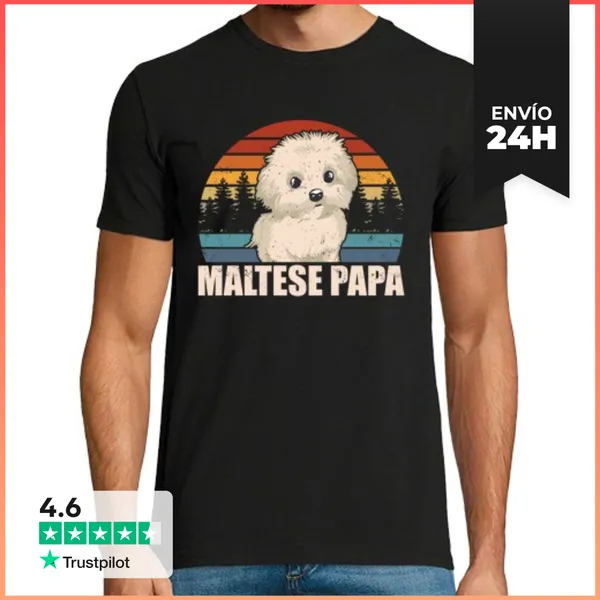 Camiseta Hombre Clásica Papá Maltés Perro Papá Maltés LaTostadora