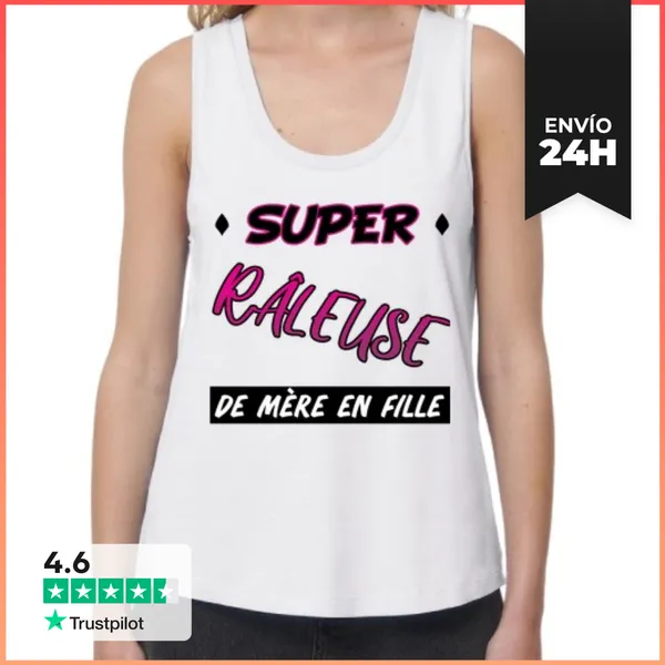 Camiseta Mujer Sin Mangas, Loose Fit Madre Súper Gimiendo A Hija