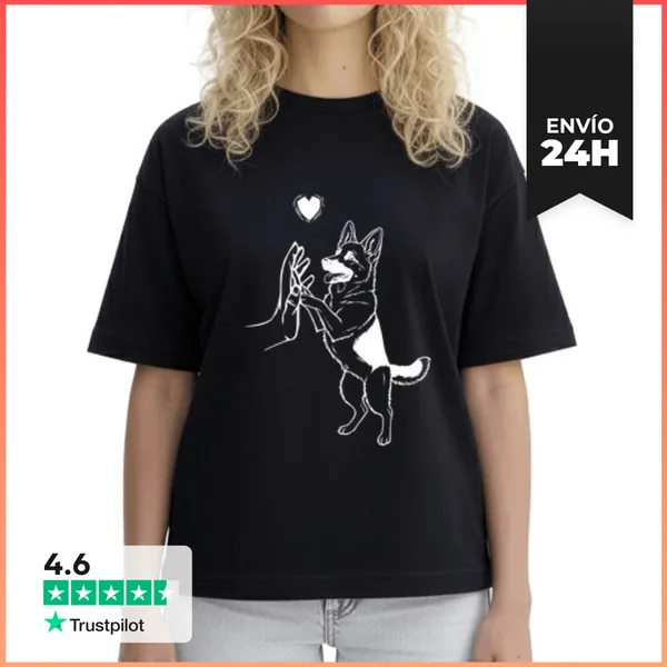 Camiseta Mujer Boxy Arte De Perro Pastor Alemán LaTostadora