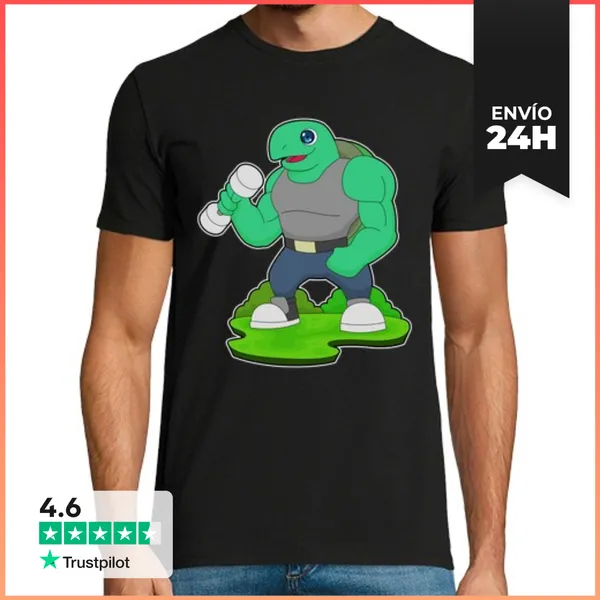 Camiseta Hombre Clásica Culturista Tortuga Culturismo Con Mancu