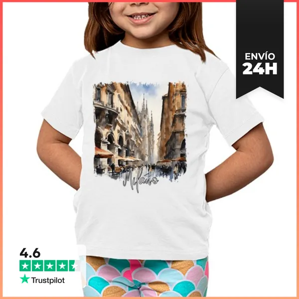Camiseta Clásica Para Niños Acuarela De De Milán, Milán Italia