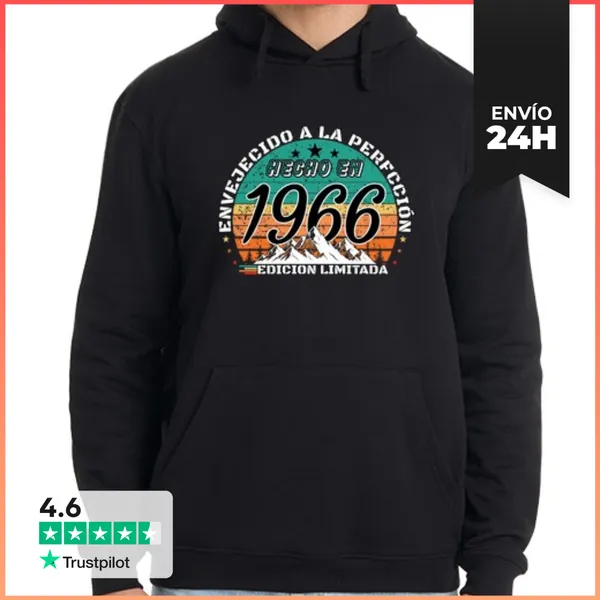 Sudadera Unisex Con Capucha Hecho En 1966 Envejecido A La