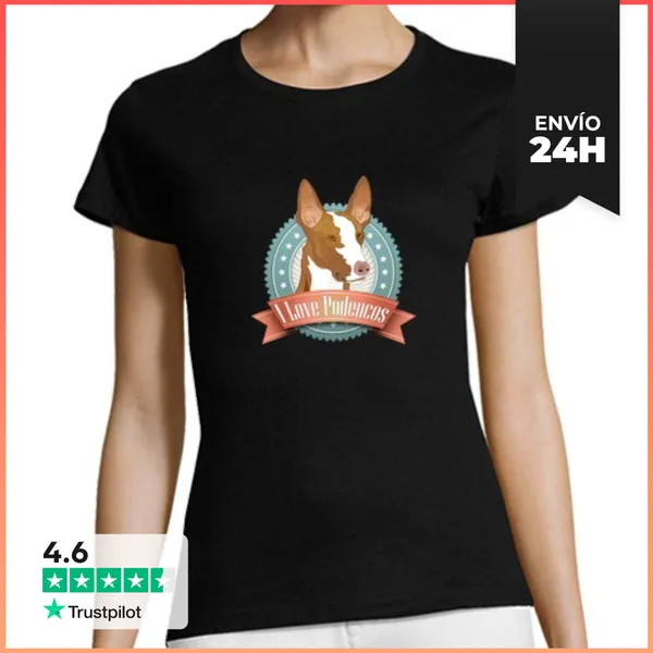 Camiseta Mujer Clásica I Love Podencos, Camiseta Mujer