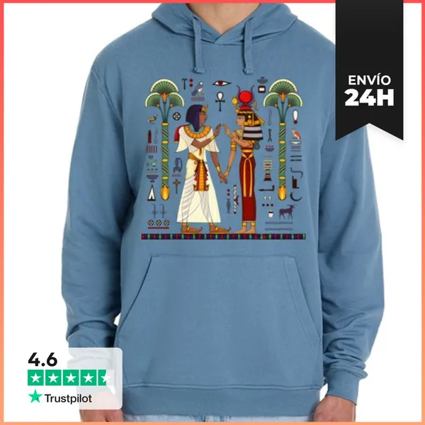 Sudadera Unisex Con Capucha Faraón Y Diosa Egipcia Con