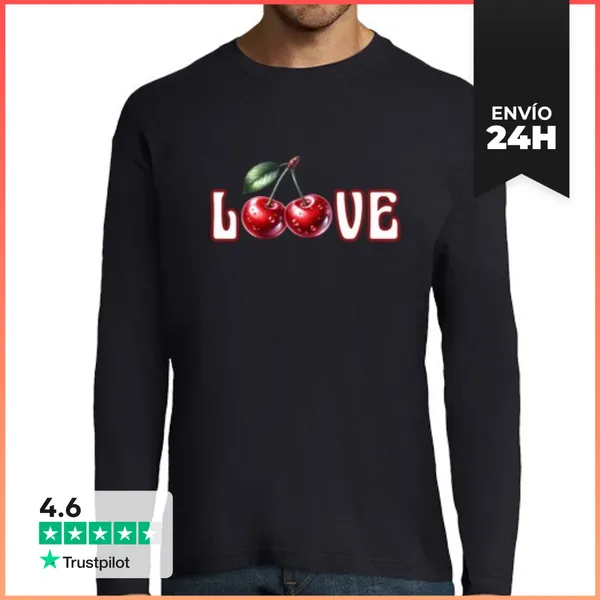 Camiseta Hombre Manga Larga Cerezas De Amor LaTostadora