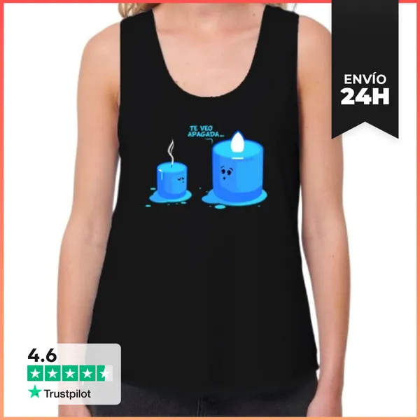 Camiseta Mujer Sin Mangas, Loose Fit Te Veo Apagada LaTostadora