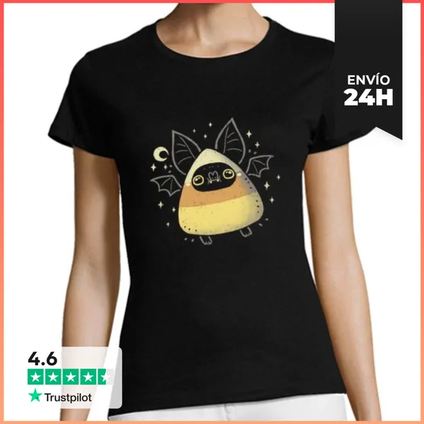 Camiseta Mujer Clásica Lindo Murciélago De Caramelo En Forma D