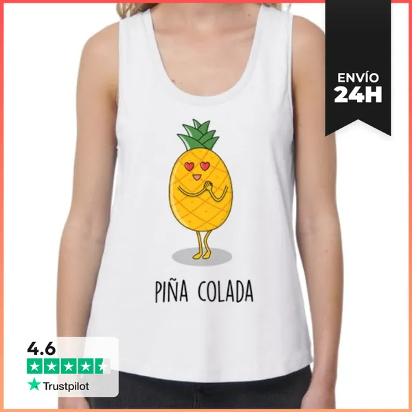 Camiseta Mujer Sin Mangas, Loose Fit Piña Colada LaTostadora