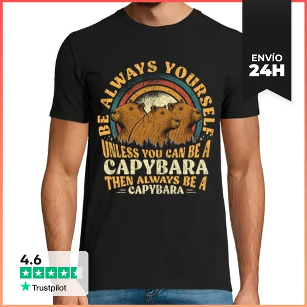 Camiseta Hombre Clásica Capibara Sé Siempre Tú Mismo LaTostadora