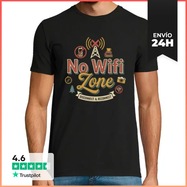 Camiseta Hombre Clásica No WiFi Zone Disconnect Reconnect