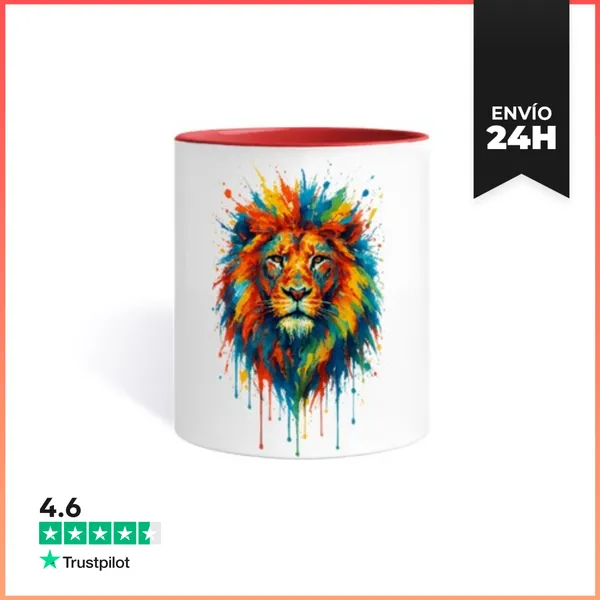 Taza De Colores León Colorido Acuarela Salpicadura LaTostadora