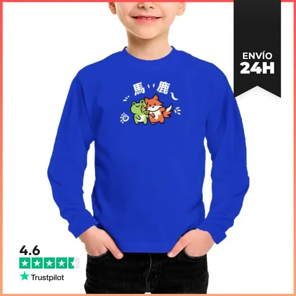 Camiseta Manga Larga Para Niños Baka Golpeando Zorro Kawaii Anime