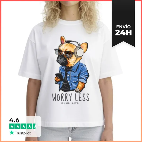 Camiseta Mujer Boxy MENOS PREOCUPACIONES Y MAS MUSICA LaTostadora