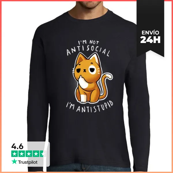 Camiseta Hombre Manga Larga Antisocial LaTostadora