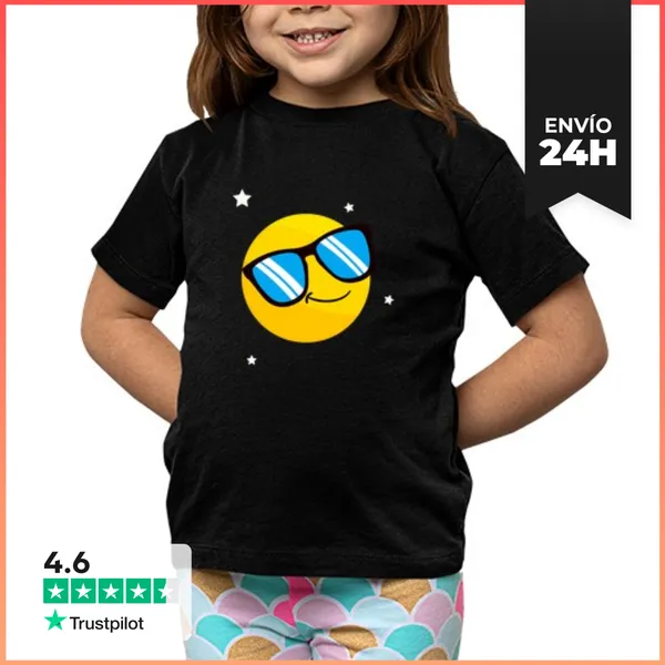 Camiseta Clásica Para Niños Guays Sonrisa Gafas De Sol Emoticon
