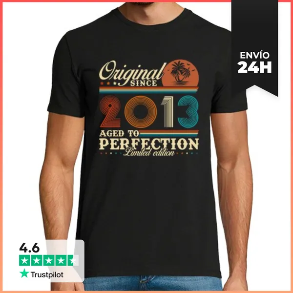 Camiseta Hombre Clásica 2013 Vintage Retro Aniversario Regalo