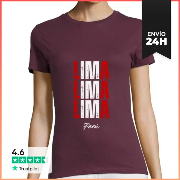 Camiseta Mujer Clásica Lima Perú, Bandera Peruana LaTostadora