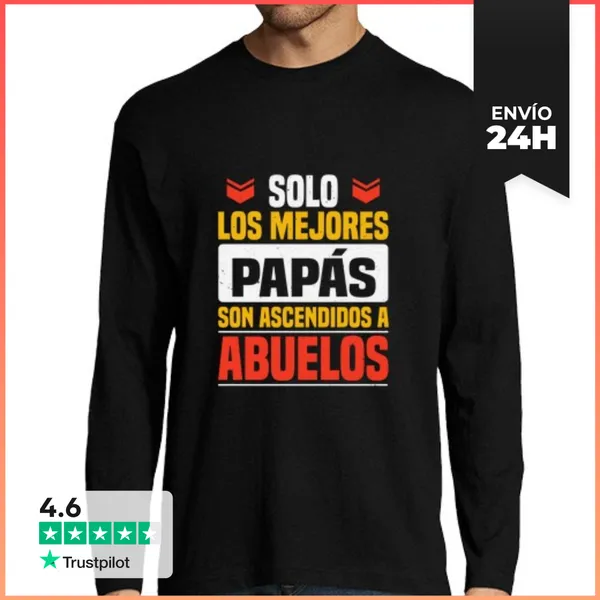 Camiseta Hombre Manga Larga Los Mejores Papas Dia Del Padre