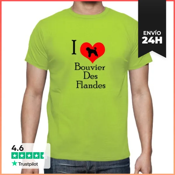 Camiseta Hombre Clásica I Love Bouvier Des Flandes LaTostadora