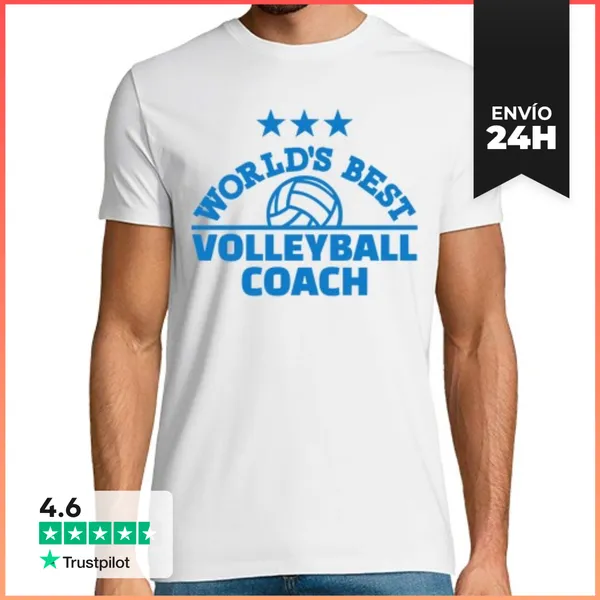 Camiseta Hombre Clásica Mejor Entrenador De Voleibol Del Mundo