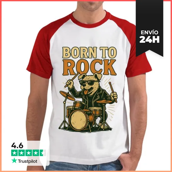 Camiseta Hombre, Estilo Béisbol BORN TO ROCK LaTostadora