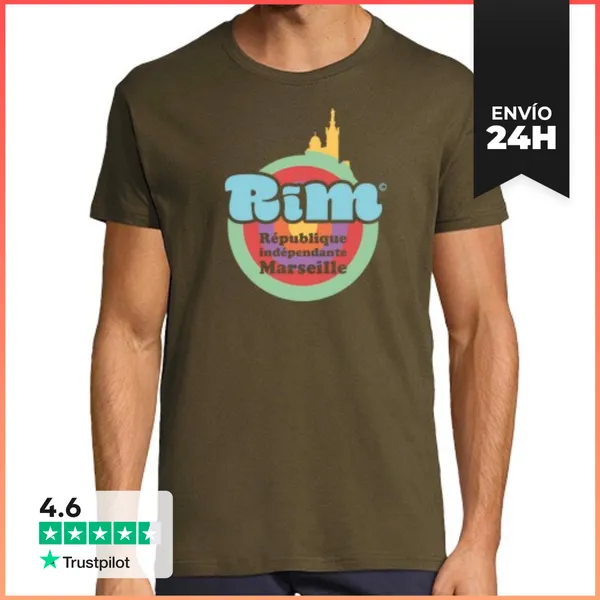 Camiseta Hombre Clásica Hombre, Algodón, Ejército, Logo En El