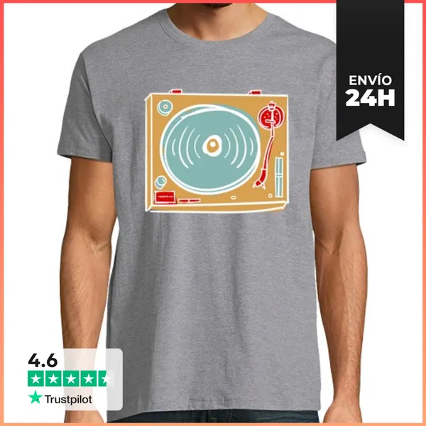 Camiseta Hombre Clásica Turntable Retro Music Lovers LaTostadora