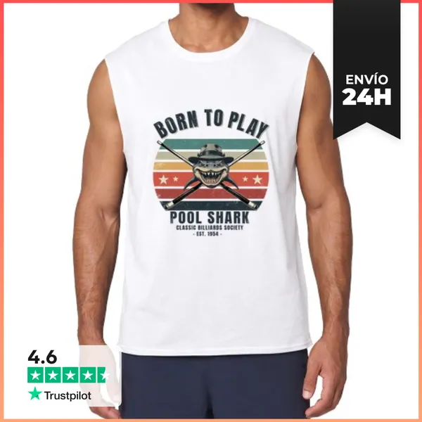 Camiseta Sin Mangas Tiburón Del Billar Vintage Jugador Pool