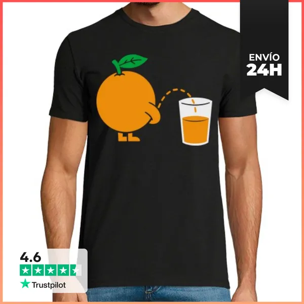 Camiseta Hombre Clásica NARANJA MEANDO ZUMO EN UN VASO