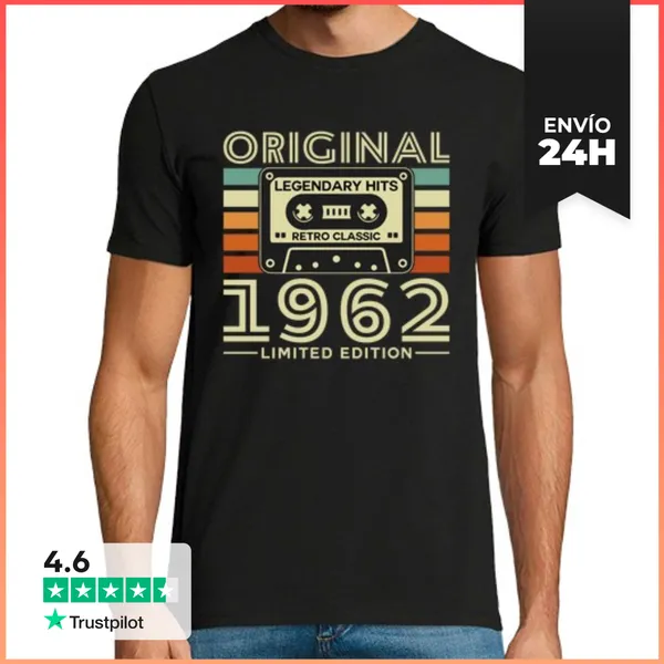 Camiseta Hombre Clásica 1962 Vintage Retro Regalo Cumpleaños