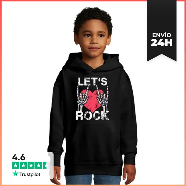 Sudadera Para Niños Con Capucha Vamos A Rockear Retro Guitarrista