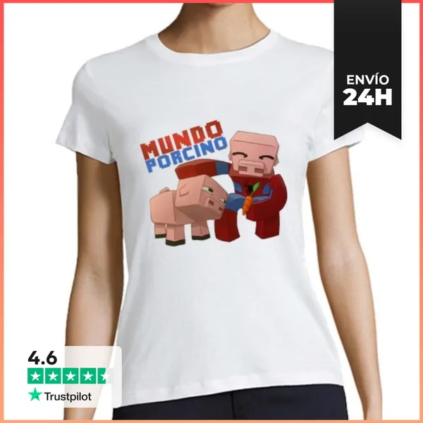 Camiseta Mujer Clásica Mundo Porcino LaTostadora