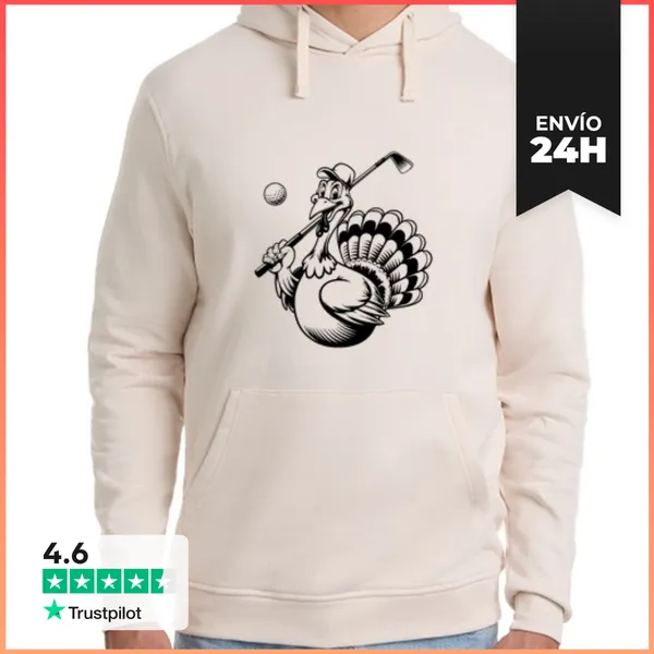 Sudadera Unisex Con Capucha Pavo Jugando Al Golf Día De Acción De