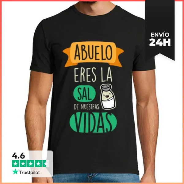 Camiseta Hombre Clásica Abuelo, Eres La Sal De Nuestras Vidas,