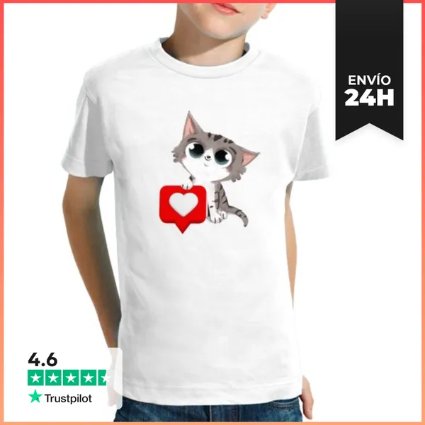 Camiseta Clásica Para Niños Gato Con Corazon LaTostadora