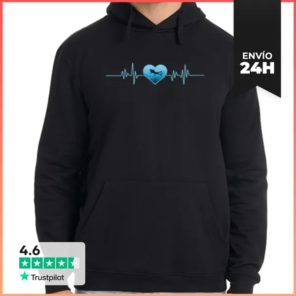 Sudadera Unisex Con Capucha Latido Del Corazón De Buceo