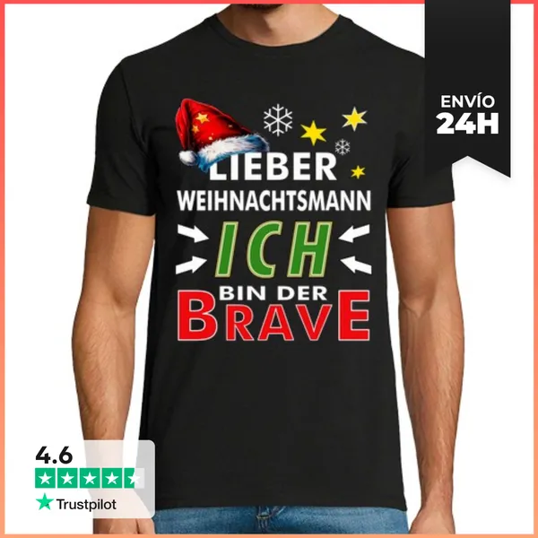 Camiseta Hombre Clásica Santa Claus Soy El Valiente LaTostadora