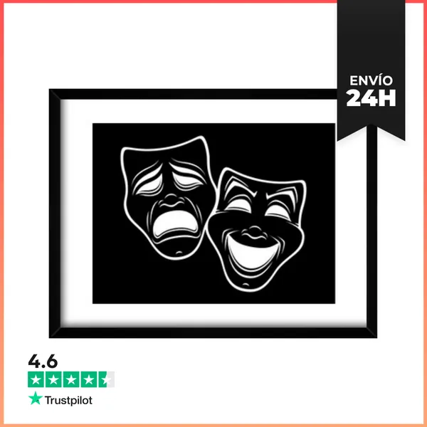 Cuadro Con Marco Horizontal Máscaras De Teatro Invertidas