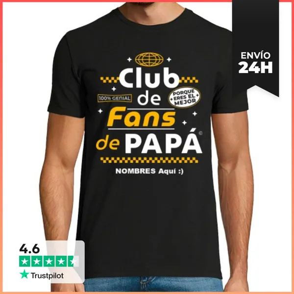 Camiseta Hombre Clásica Club De Fans De Papá NOMBRES Regalos Día