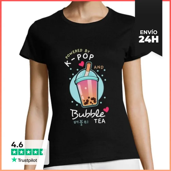 Camiseta Mujer Clásica Impulsado Por K Pop Y Té De Burbujas