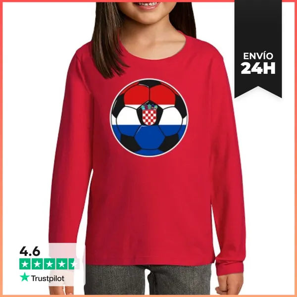Camiseta Manga Larga Para Niños Equipo De Fútbol Croacia