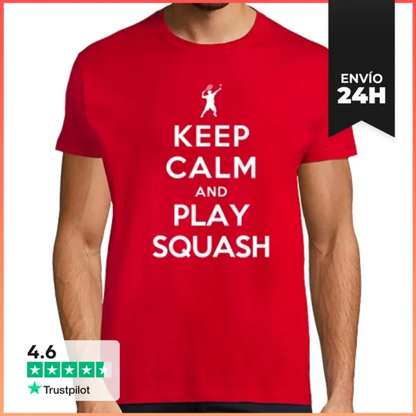 Camiseta Hombre Clásica Mantener La Calma Y Jugar Al Squash