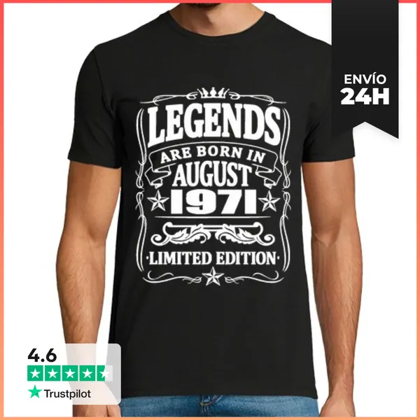 Camiseta Hombre Clásica Leyendas Nacidas En Agosto De 1971